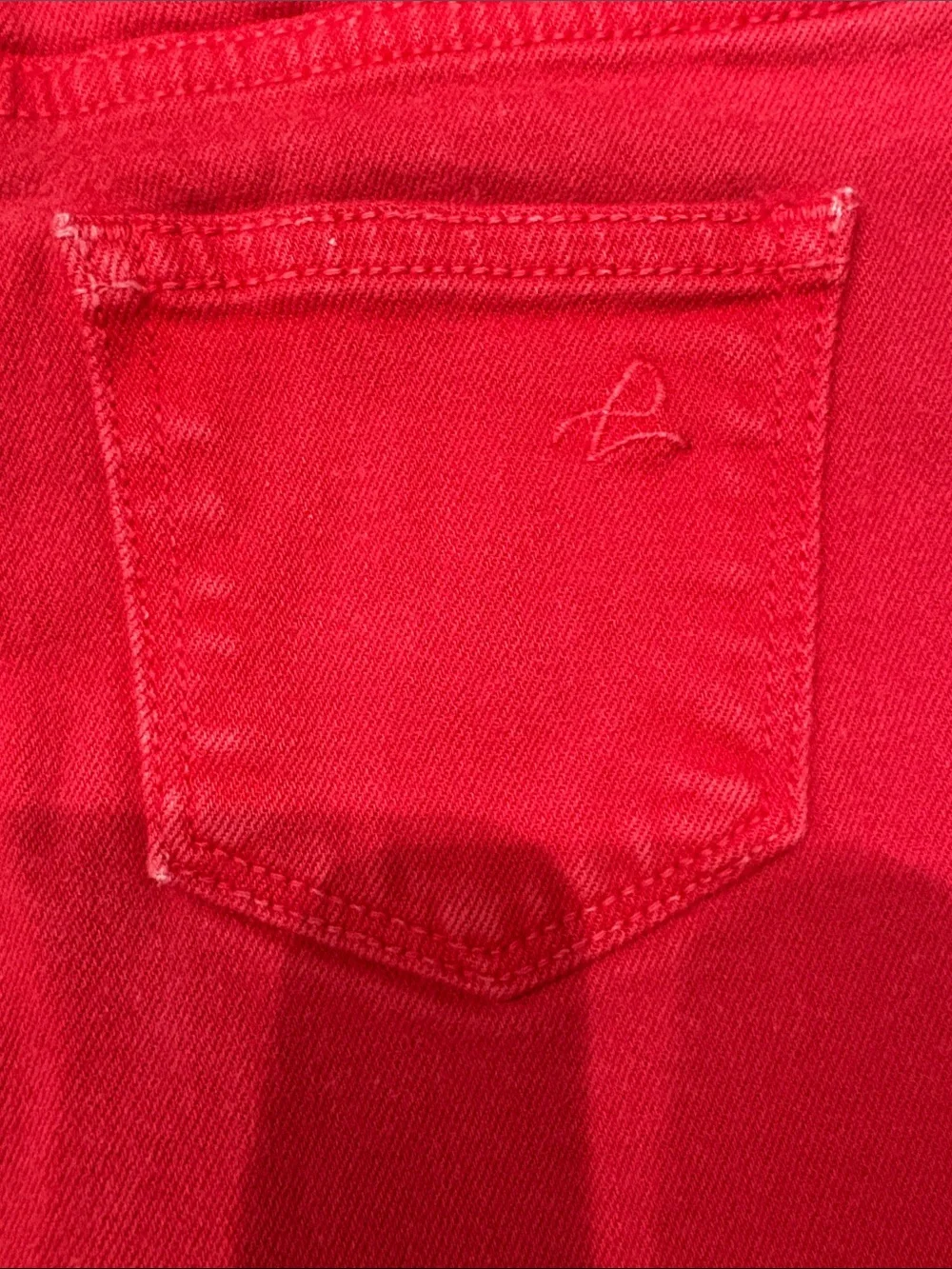 DL1961 Jenny Frayed Red Denim Skirt